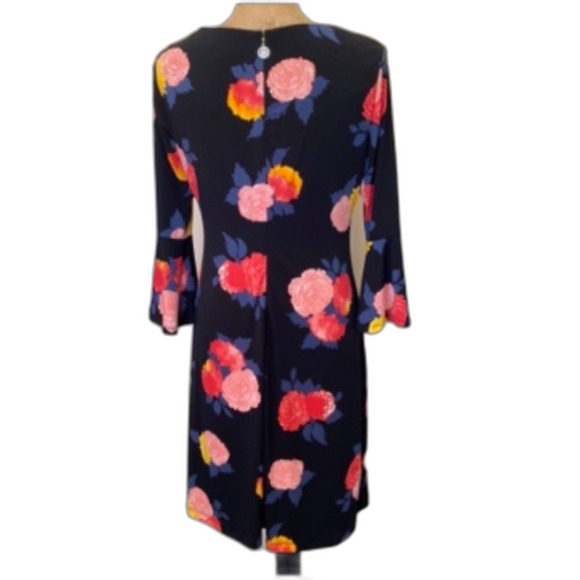Tommy Hilfiger Bell Sleeve Cocktail Dress Black Multicolor Floral Spring Size 6 - Picture 4 of 7